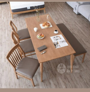 Bộ bàn ghế ăn 4 ghế hiện đại gỗ cao su cho gia đình căn hộ phòng bếp