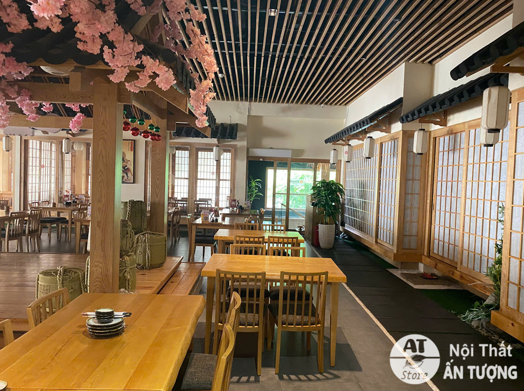 Dự án thi công nhà hàng Nhật chất liệu gỗ