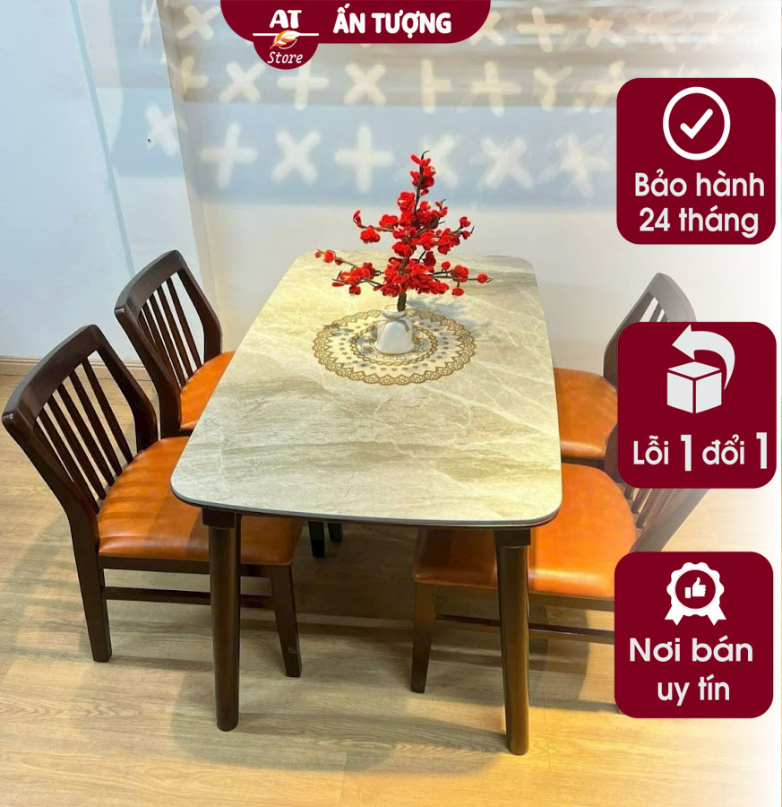 bộ bàn ghế ăn 4 người cho gia đình bằng gỗ 2