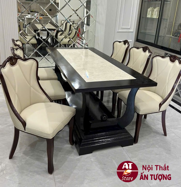 Thiết kế tân cổ điển bộ bàn ghế ăn 6 ghế