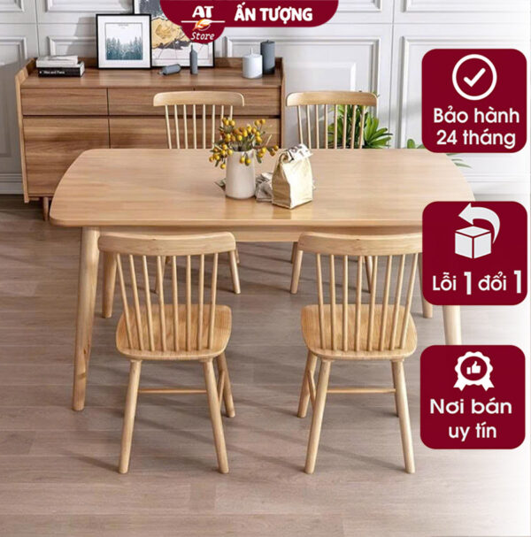 Chi tiết - Band - Bàn ghế ăn 4 người gỗ nguyên khối nhỏ gọn sang trọng hiện đại đơn giản hình 2