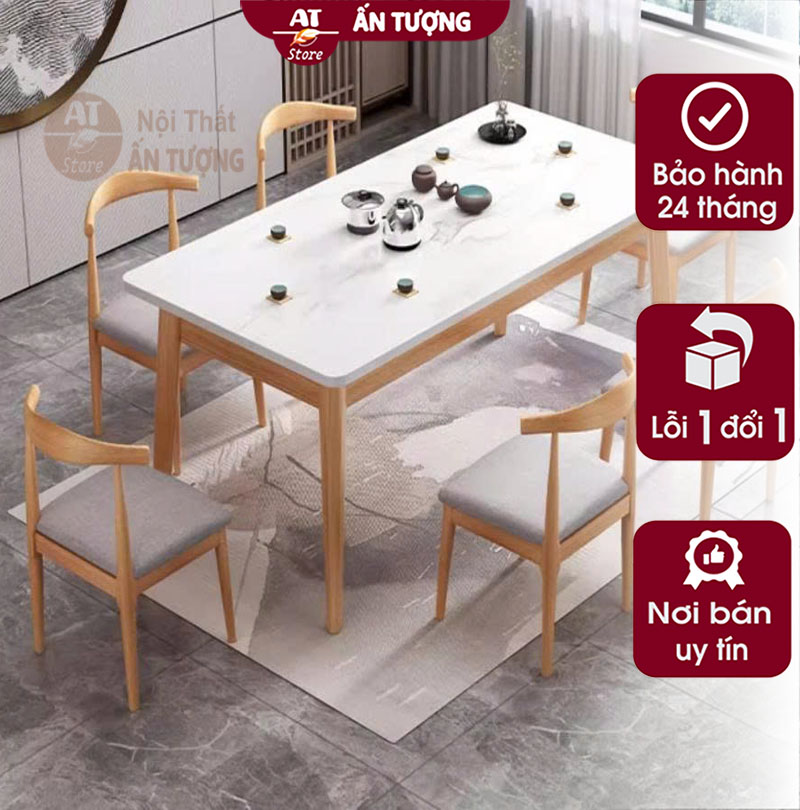 Bàn ghế ăn mặt đá sang trọng