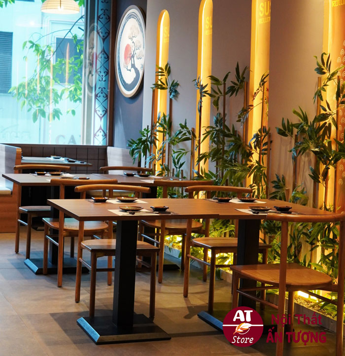 Bàn ghế nhà hàng gỗ tự nhiên mộc mạc tại Nội thất Ấn Tượng
