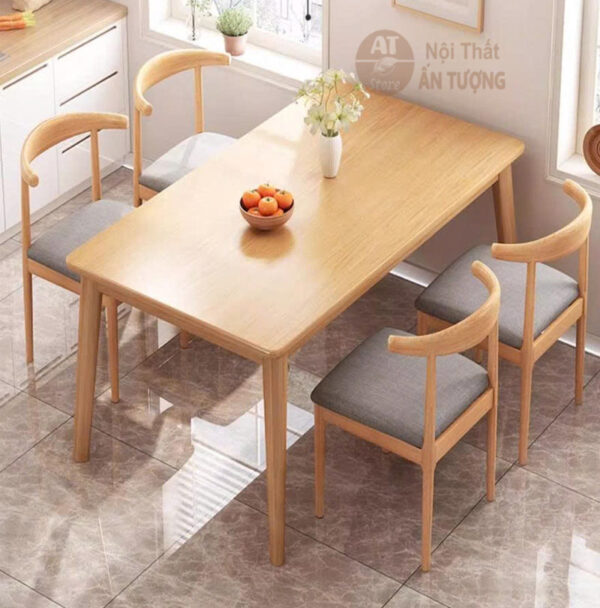 Bàn ghế phòng ăn cơm gia đình đẹp rẻ - màu tự nhiên - óc chó - 4 ghế - 6 ghế