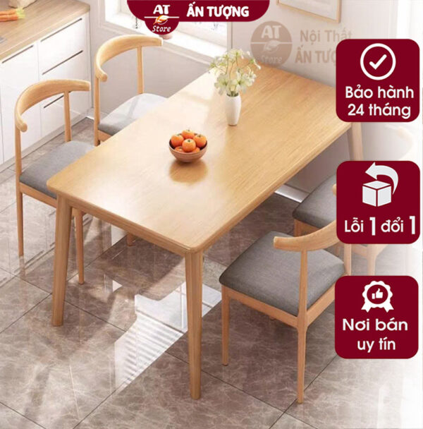 Bàn ghế phòng ăn cơm gia đình đẹp rẻ - màu tự nhiên - óc chó - 4 ghế - 6 ghế