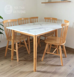 Bộ bàn ăn gia đình 6 ghế gỗ đẹp giá rẻ đặt phòng ăn, nhà hàng
