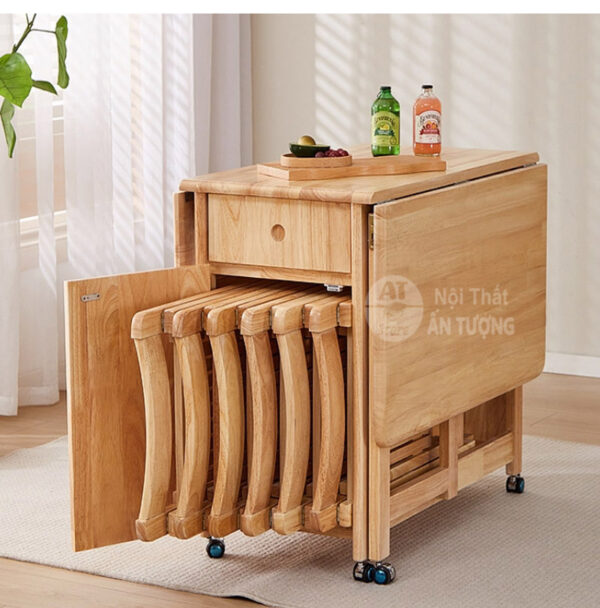 Bộ bàn ăn gấp gọn thông minh kéo dài 2-4-6 ghế nhỏ gọn bền đẹp