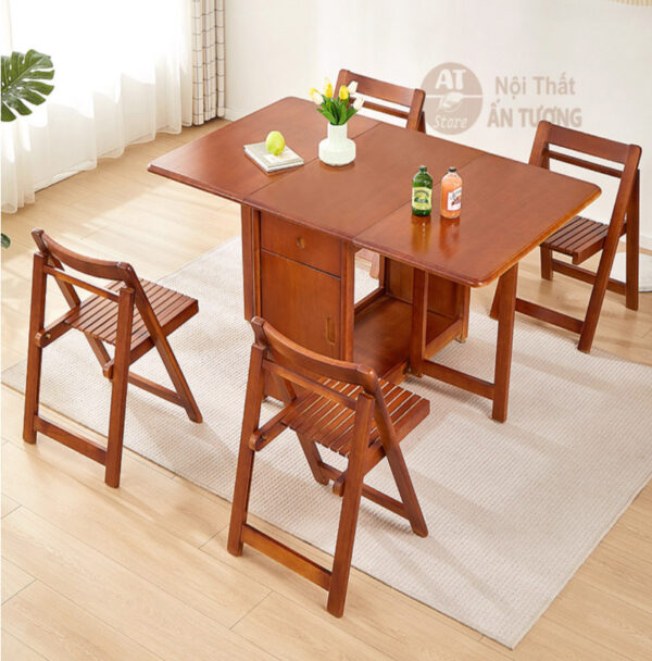 Bộ bàn ăn gấp gọn thông minh kéo dài 2-4-6 ghế nhỏ gọn bền đẹp