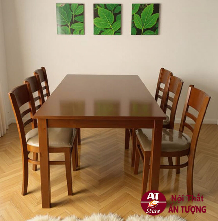 Bộ bàn ăn gia đình 6 ghế gỗ đẹp giá rẻ đặt phòng ăn gia đình