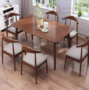 Bộ bàn ghế ăn 6 người đẹp giá rẻ cho gia đình căn hộ sang trọng AT9545