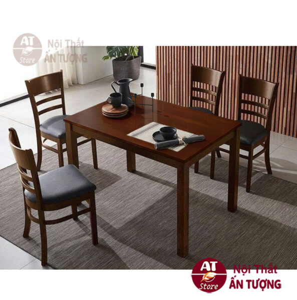Bộ bàn ghế ăn giá rẻ bằng gỗ cho phòng ăn gia đình màu nâu