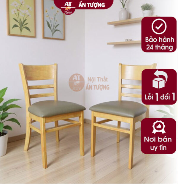 Ghế nhà hàng, ghế quán ăn, ghế cafe trà sữa đẹp rẻ bằng gỗ tự nhiên nệm, lưng uốn cong - Ảnh 3