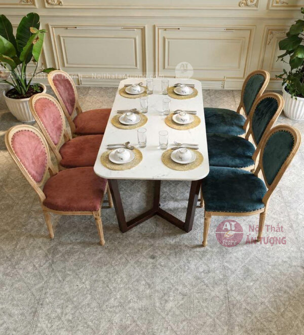 Bàn ăn 6 ghế Louis sang trọng