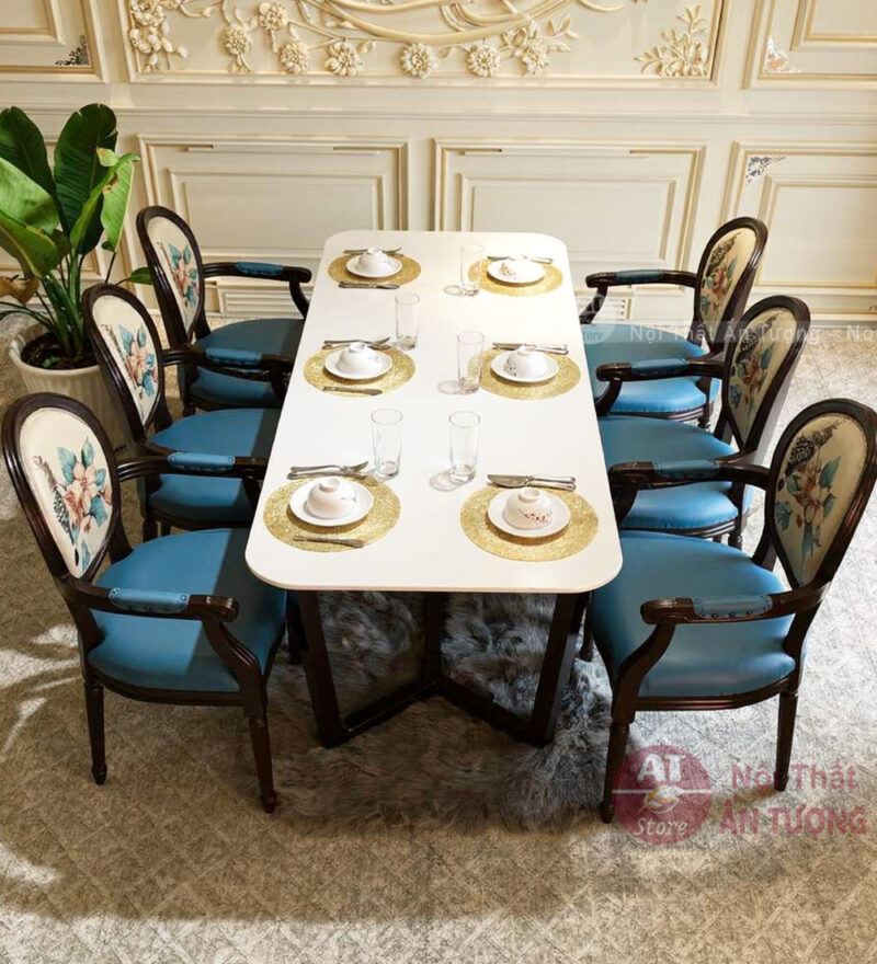 Bàn ăn 6 ghế cao cấp hoàng gia cho gia đình