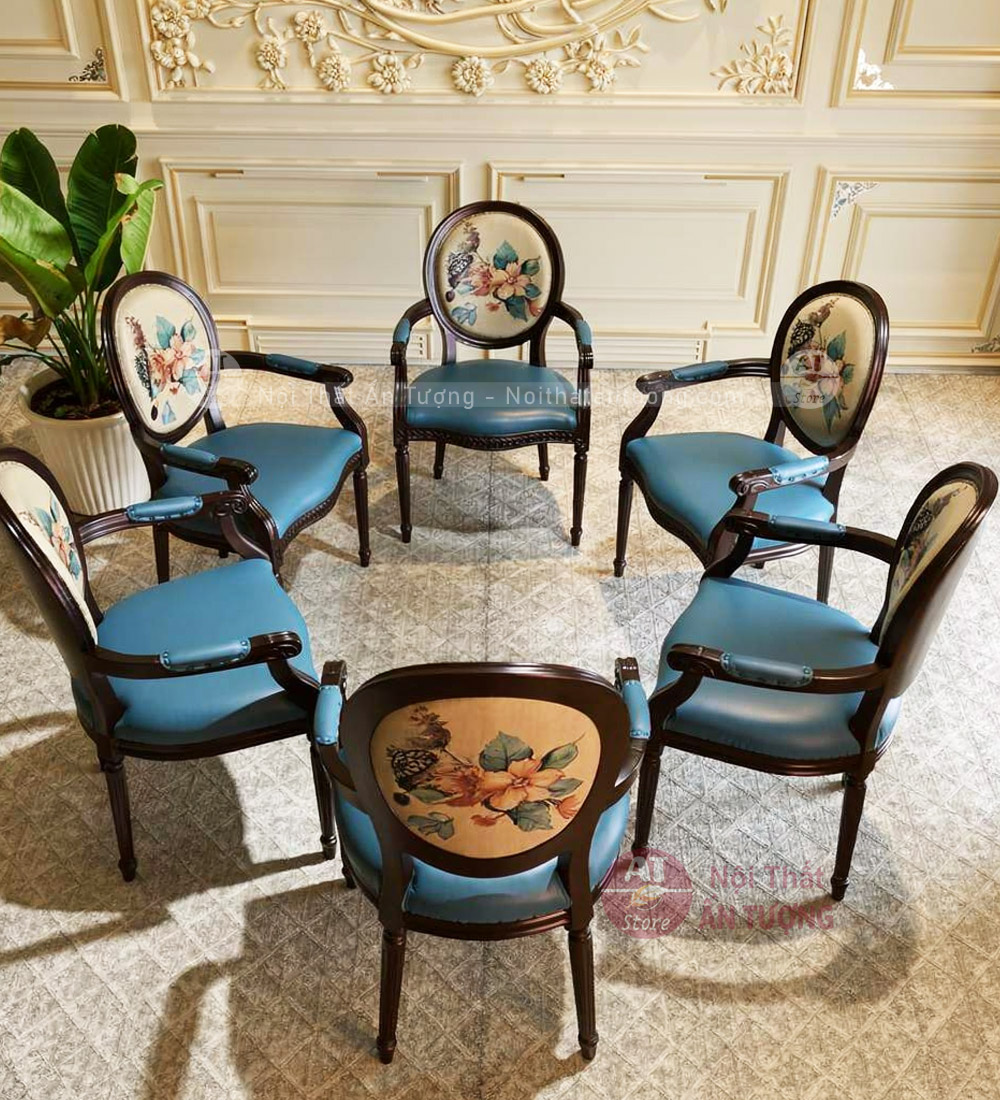 Bàn ăn 6 ghế cao cấp hoàng gia cho gia đình AT3578