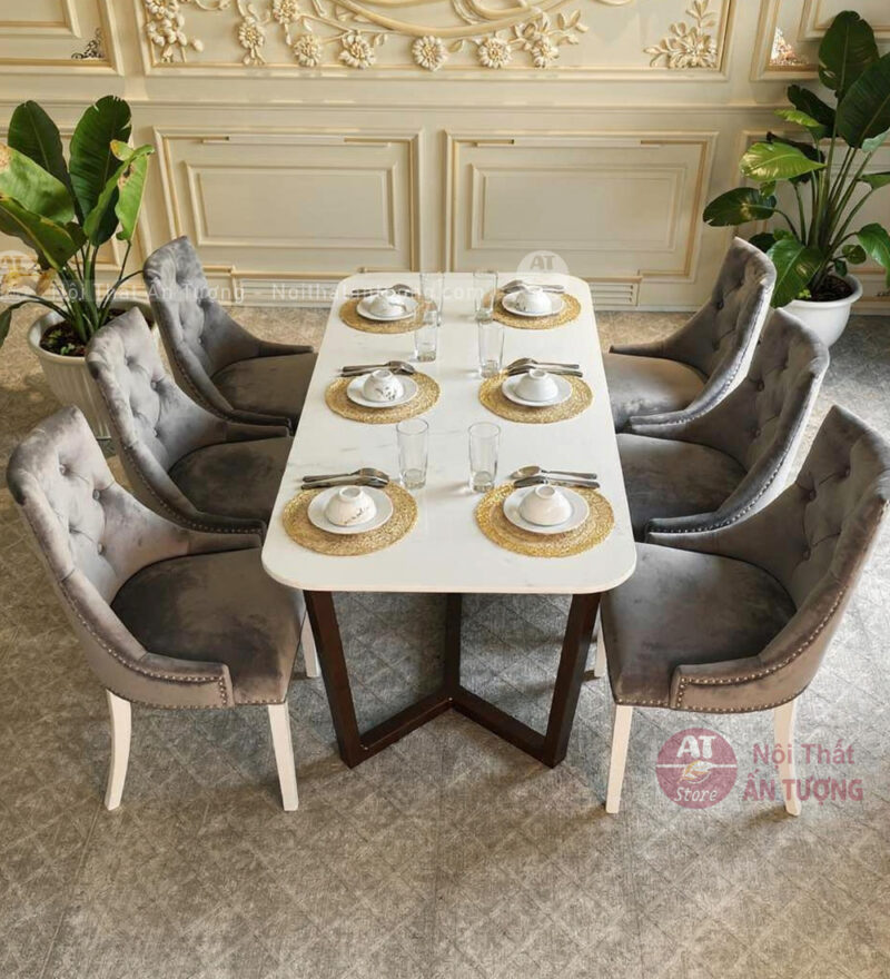 Bàn ăn cơm gia đình 6, 8 ghế nhà phố
