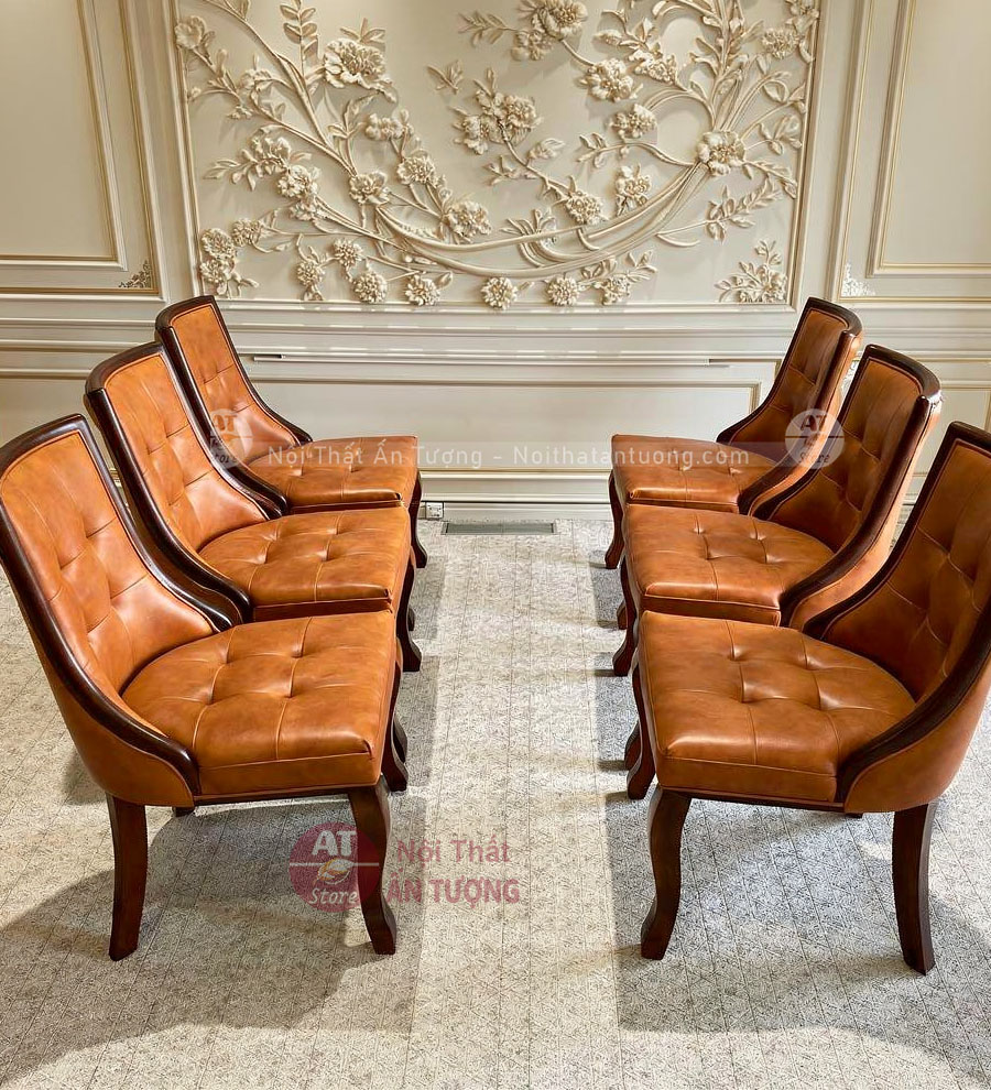 Bàn ăn mặt đá đen 6 người ghế nệm AT7623