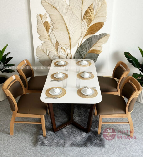 Bàn ăn mặt đá sang trọng bền bỉ điểm nhấn cho phòng bếp AT4274