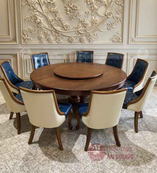 Bàn ăn tròn gia đình đẹp sang trọng