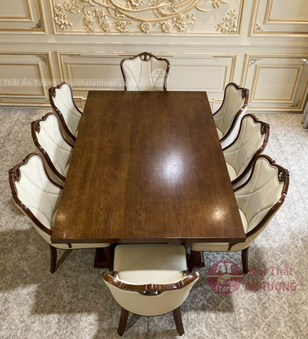Bàn ghế ăn gia đình 8 người hình chữ nhật