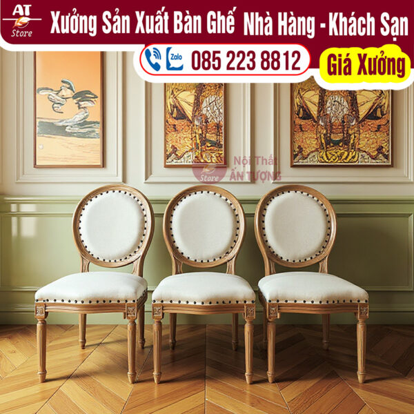 Bàn ghế nhà hàng louis đẹp sang trọng AT3986