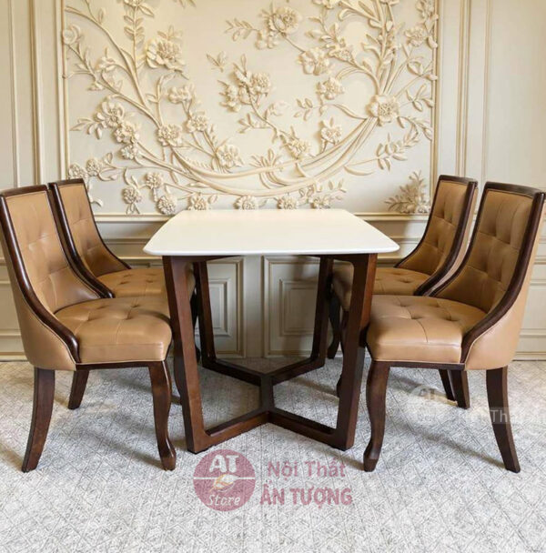 Bàn ghế phòng ăn chung cư gia đình 4 ghế 6 ghế đẹp hiện đại AT3712