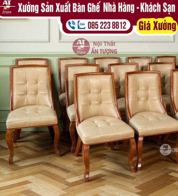 Bàn ghế tròn nhà hàng đẹp sang trọng AT1668- Nội Thất Ấn Tượng