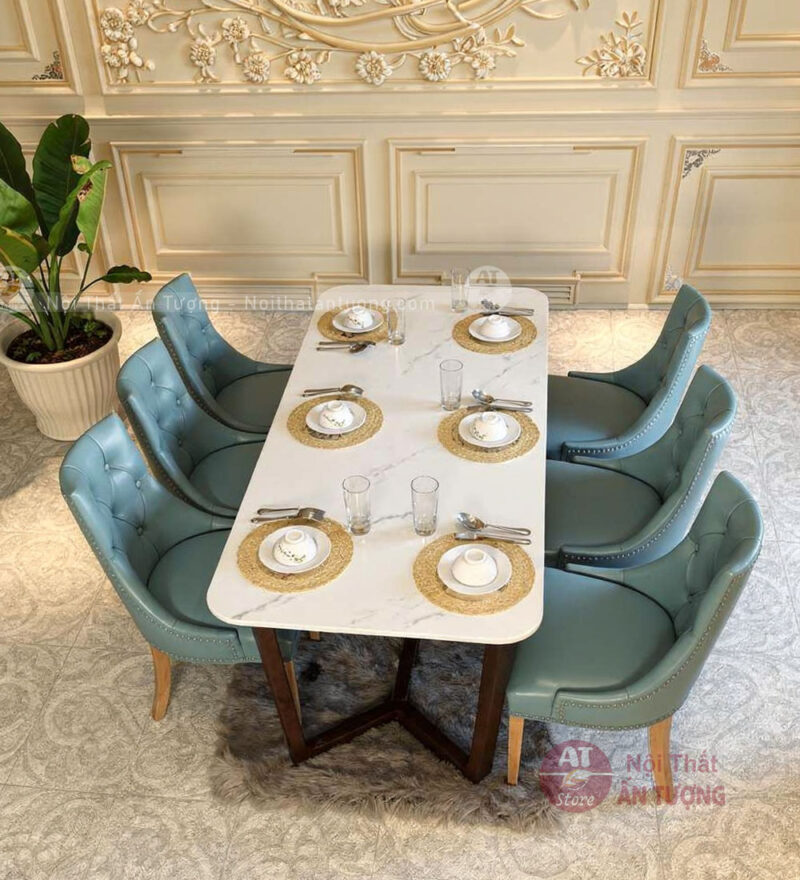 Bộ bàn ăn 6 ghế mặt đá đẹp cao cấp