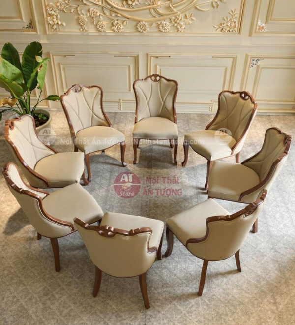 Bộ bàn ăn tròn 8 ghế mặt đá sang trọng AT4513