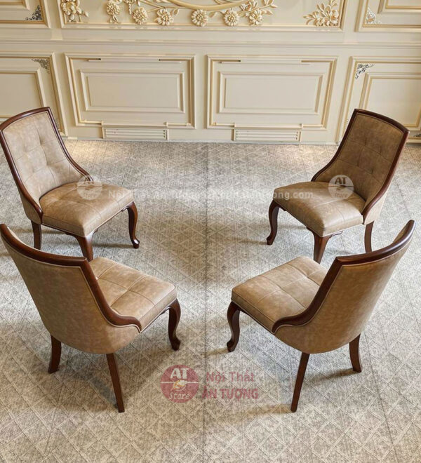 Bộ bàn ăn tròn 8 ghế mặt gỗ AT8188