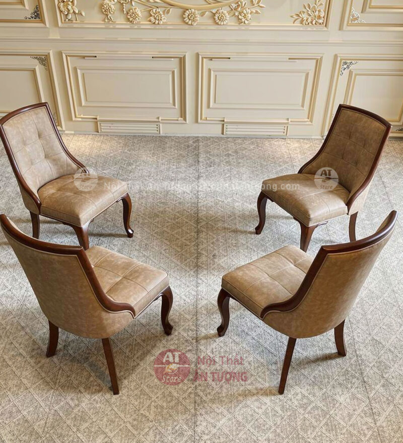 Bộ bàn ăn tròn 8 ghế mặt gỗ AT8188