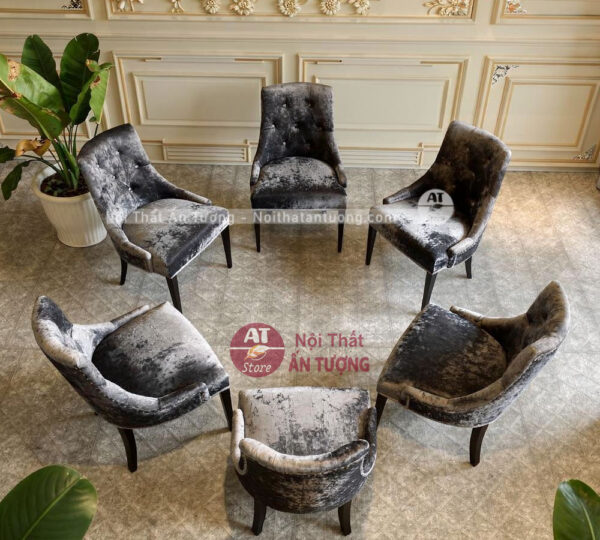 Bộ bàn ăn tròn mặt đá 6 ghế quá đẹp AT5816