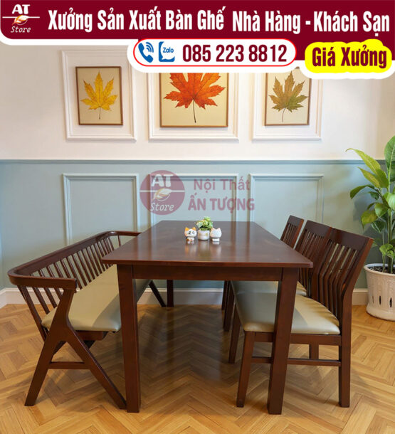 Ghế nhà hàng đẹp khung gỗ mặt nệm - Nội Thất Ấn Tượng