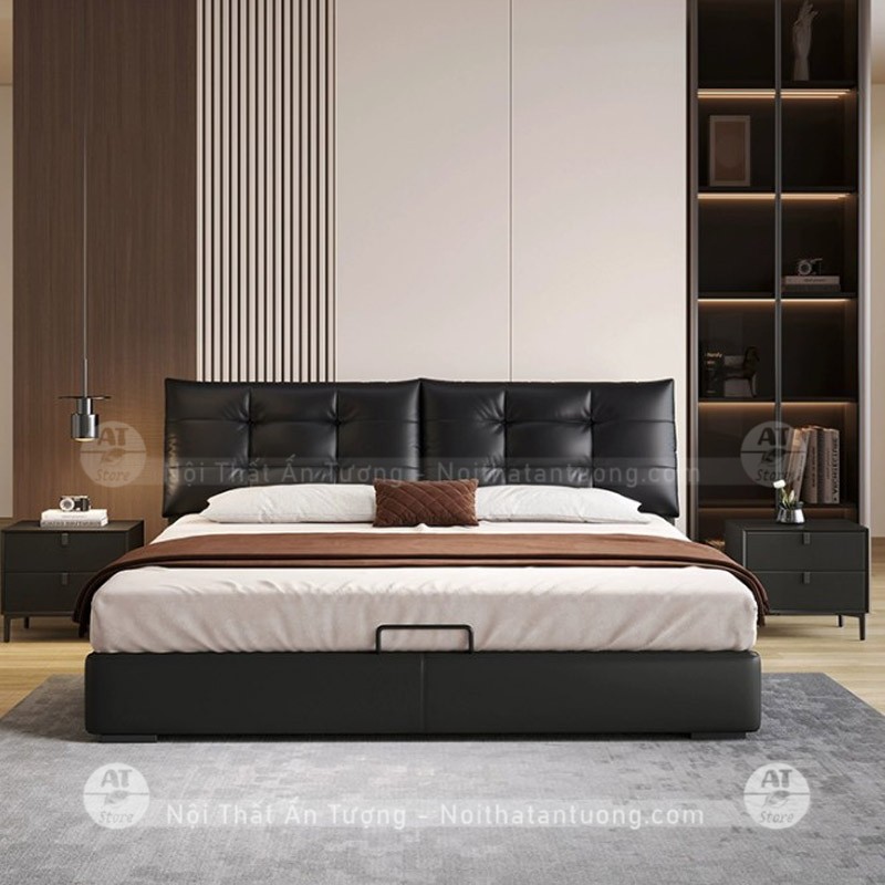 Giường ngủ chất liệu gỗ MDF dài 2m4 rộng 1m8 mã AT5534