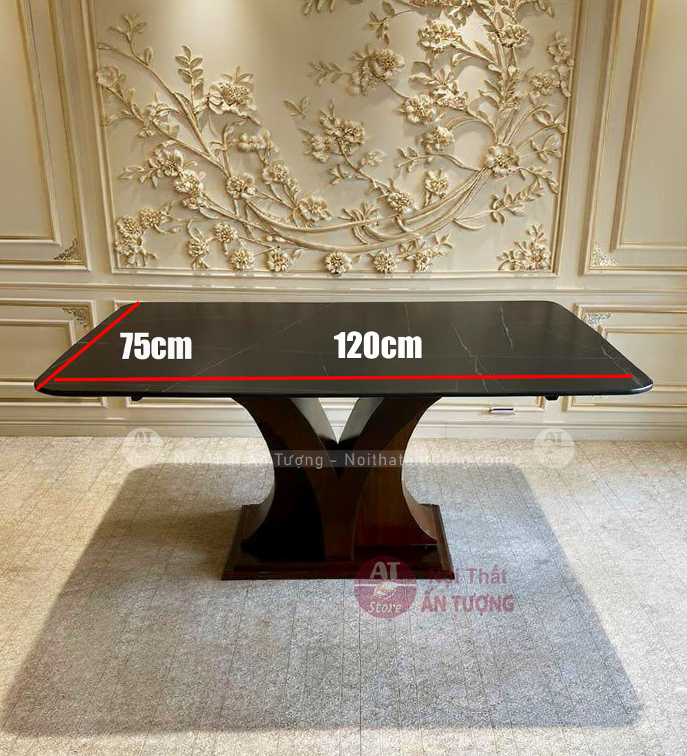 Mặt bàn chân trụ đá đen mờ 1M2 X75