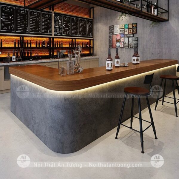 mặt trong Quầy bar hình chữ L sử dụng để pha chế cho quán cafe quán nước AT9452 hình 2