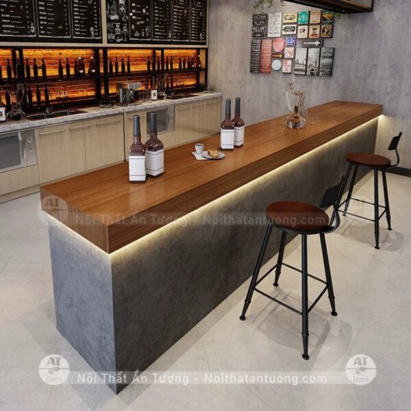 mặt trong Quầy bar hình chữ L sử dụng để pha chế cho quán cafe quán nước AT9452 hình thẳng