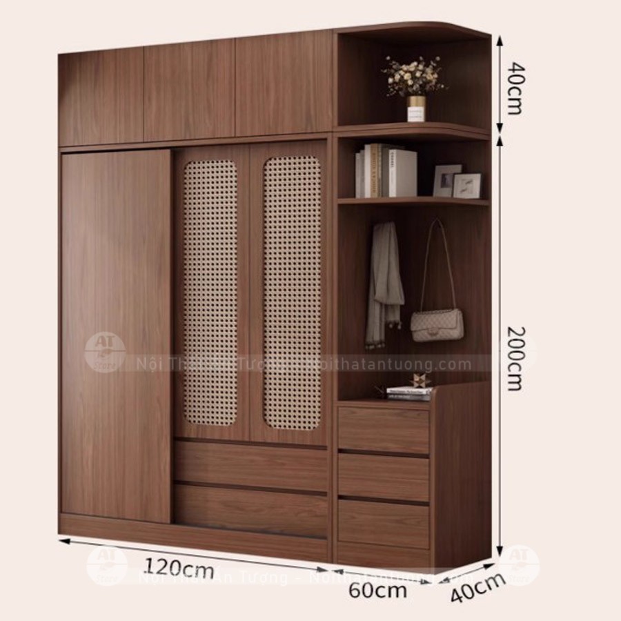 Tủ quần áo gỗ công nghiệp 2 cánh AT3355