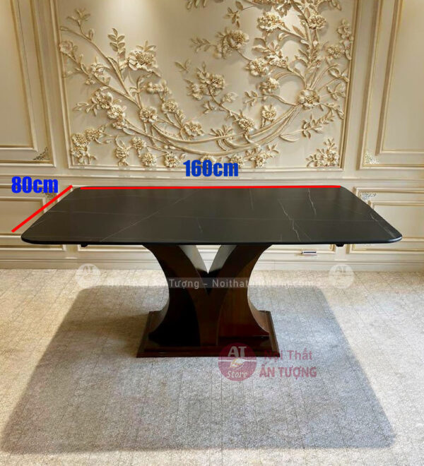 bàn mặt đá đen 1 trụ 1m6x80