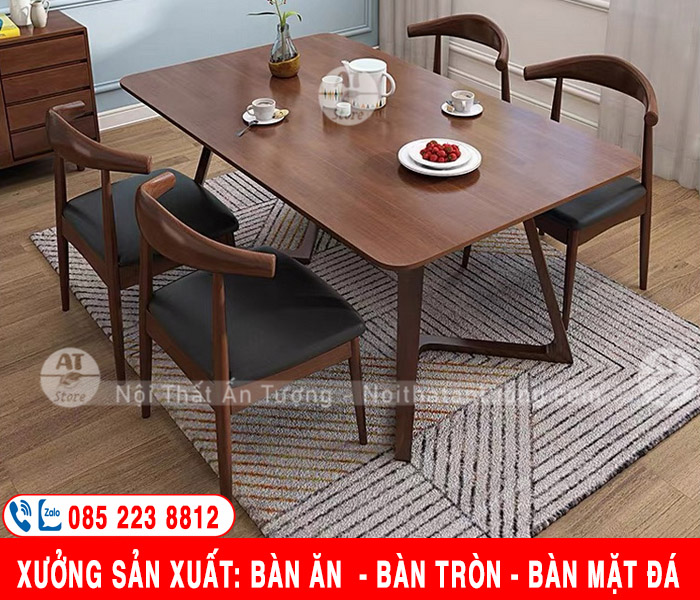 Bộ bàn ăn 4 ghế nhỏ gọn, bàn ghế ăn gia đình, chung cư đẹp giá rẻ